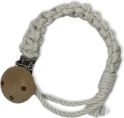 Attache Sucette Macramé 'Square' - Wit Cassé / Ecru - Katoen - Macramé - Handgemaakt Aux Nederland - Livraison Gratuite