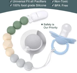 Attache-tétine Pour Garçon - Zinaps Paci Clip Holder Soothie Binkie Clips, Clip De Dentition En Siliconen Jouet Bébé Dummy Linen & Cases Dummy Clip Sootie For Bébé, Pack De 2 Clips De Support Pour Sucette (Vert Foncé, Gris Sarcelle) (WK 02129) -Bébé Soldes Boutique 1200x1147 2