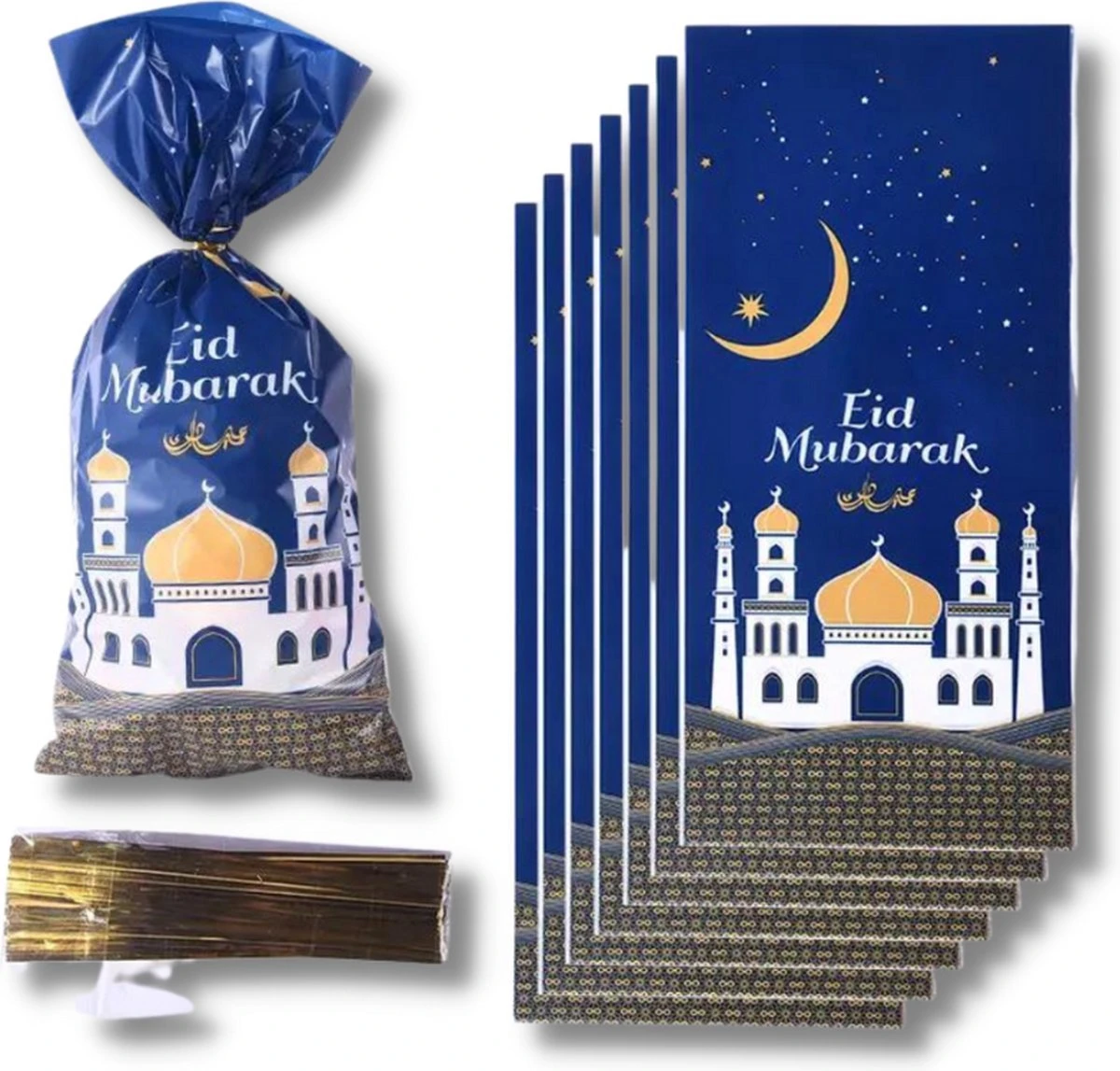 Sacs Cadeaux Ramadan Eid Mubarak - Sac Goud Or - Sac Cadeau - Eid Iftar Mosilim - 100 Pièces 1 Sacs Cadeaux Ramadan Eid Mubarak - Sac Goud Or - Sac Cadeau - Eid Iftar Mosilim - 100 Pièces
