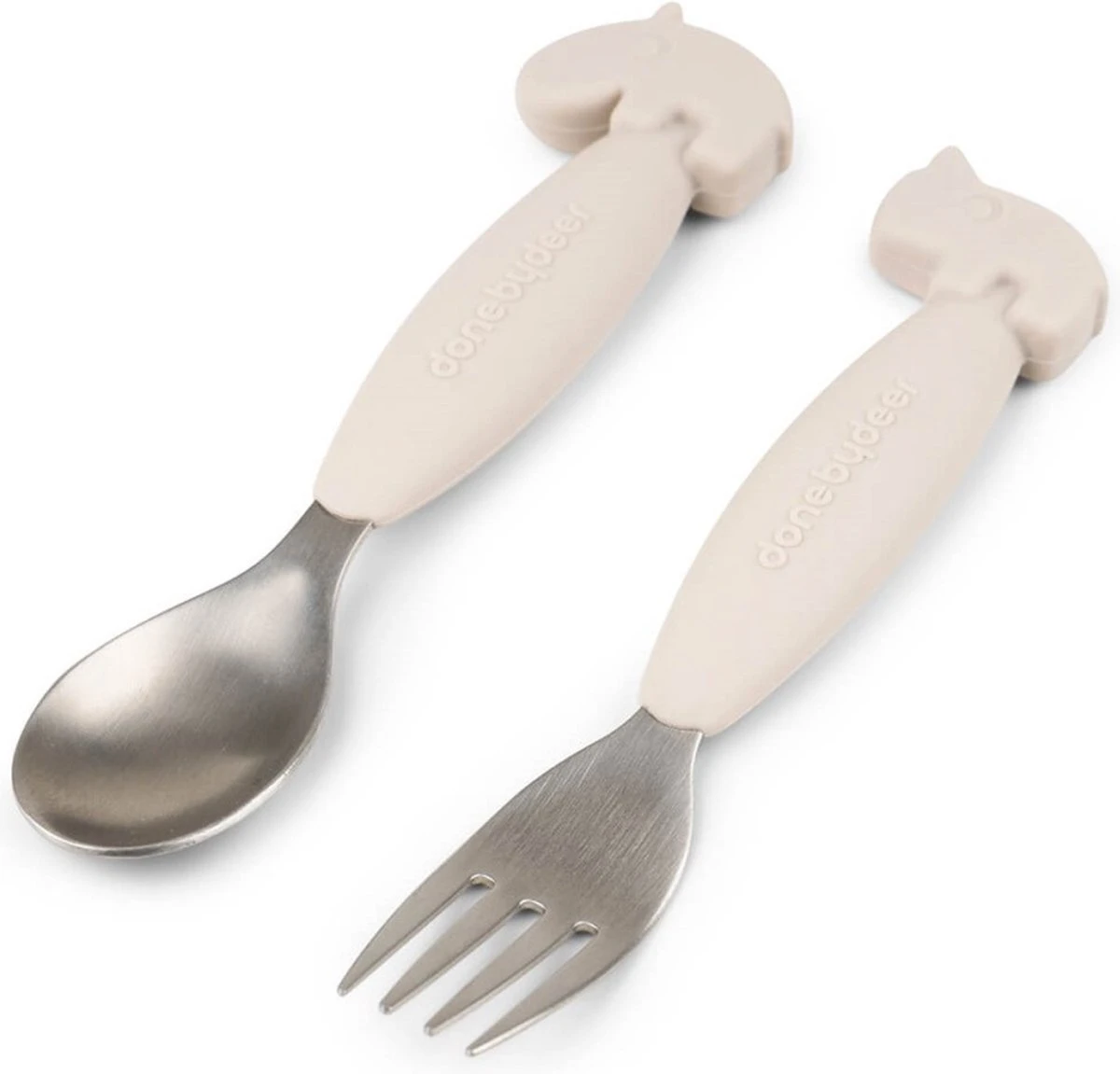 Set Cuillère Et Fourchette Easy-Grip Done By Deer Deer Friends Sable 2 Set Cuillère Et Fourchette Easy-Grip Done By Deer Deer Friends Sable – Image 2