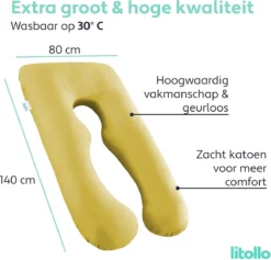 Oreiller De Maternité Litollo® XXL | Coussin Nutritionnel | Oreiller De Corps | Oreiller De Corps | 280cm | Ergonomique | Housse Détachable | Jaune Ocre -Bébé Soldes Boutique 1200x1151 2