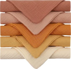 Tissu Hydrophile | Bavoirs | Serviettes Buccales | Rose | Avec Boucle | 23x23cm | Coffret Cadeau Bébé | Set Chiffons Hydrophiles