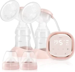 Tire-lait électrique Double - Mains Libres Et Portable - 3 Modus Et 9 Niveaux - Rechargeable - Avec écran Tactile - Avec Veilleuse