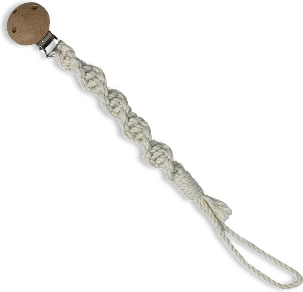 Attache Sucette Macramé ' Spiral' - Wit Cassé - Katoen - Macramé - Handgemaakt Aux Nederland - Livraison Gratuite 2 Attache Sucette Macramé ' Spiral' - Wit Cassé - Katoen - Macramé - Handgemaakt Aux Nederland - Livraison Gratuite – Image 2