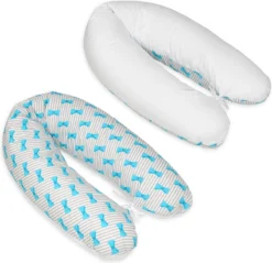 Coussin D'allaitement - Coussin De Maternité - 100% Coton - Avec Cordons - 145 Cm - Nœuds - Blanc