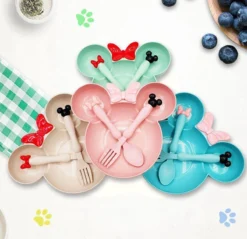 Assiette De Dîner Pour Enfant En Bambou Incassable En Fibre De Paille De Blé écologique, Ensemble De Dîner Pour Enfants, Ensemble De Dîner Pour Enfants 3 Pièces, Minnie Vert -Bébé Soldes Boutique 1200x1160 10
