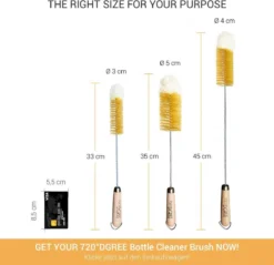 Brosse à Bouteille 720 ° DGREE - Nettoyant Universel Pour Bouteille Avec Poils Naturels - Nettoyage Facile Et Hygiénique - Complément Parfait à Toute Bouteille, Naturellement Sans BPA -Bébé Soldes Boutique 1200x1161