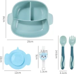 Vaisselle Enfant 4 Pièces - Assiette Compartiments Bébé Avec Ventouse - Vaisselle Pour Enfants Incassable - Rose -Bébé Soldes Boutique 1200x1164 10