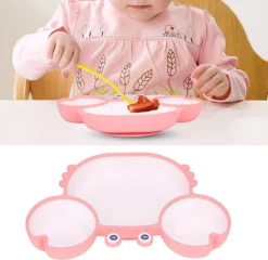 Assiette Bébé En Siliconen Avec Ventouse | Plaque Incassable Avec Compartiments | Assiette Plate Assiette Pour Enfants Adaptée Aux Tout-petits Et Aux Enfants D'âge Préscolaire - Rose -Bébé Soldes Boutique 1200x1164 11