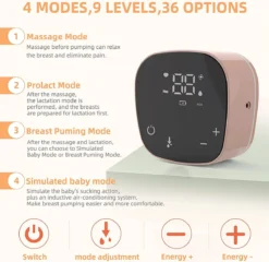 DrPhone BP2 - Tire-lait Automatique Avec Batterie - Sans BPA - Mains Libres - Puissance D'aspiration Réglable - Super Silencieux - Fonction Massage - Hygiénique - Wit -Bébé Soldes Boutique 1200x1165 7