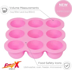 Boîtes De Conservation Pour Aliments Pour Bébés Silicone 9 Portions De 75ml Conservation Et Congélation D'aliments Pour Bébés Rose -Bébé Soldes Boutique 1200x1166 6
