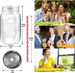 Masthome Lot De 6 Verres à Boire De 500 Ml Avec Couvercle Et Paille Verre De Conservation Avec Bouchon à Vis Cuisine Mason Verre Idéal Pour La Décoration De Fête -Bébé Soldes Boutique 1200x1166 9