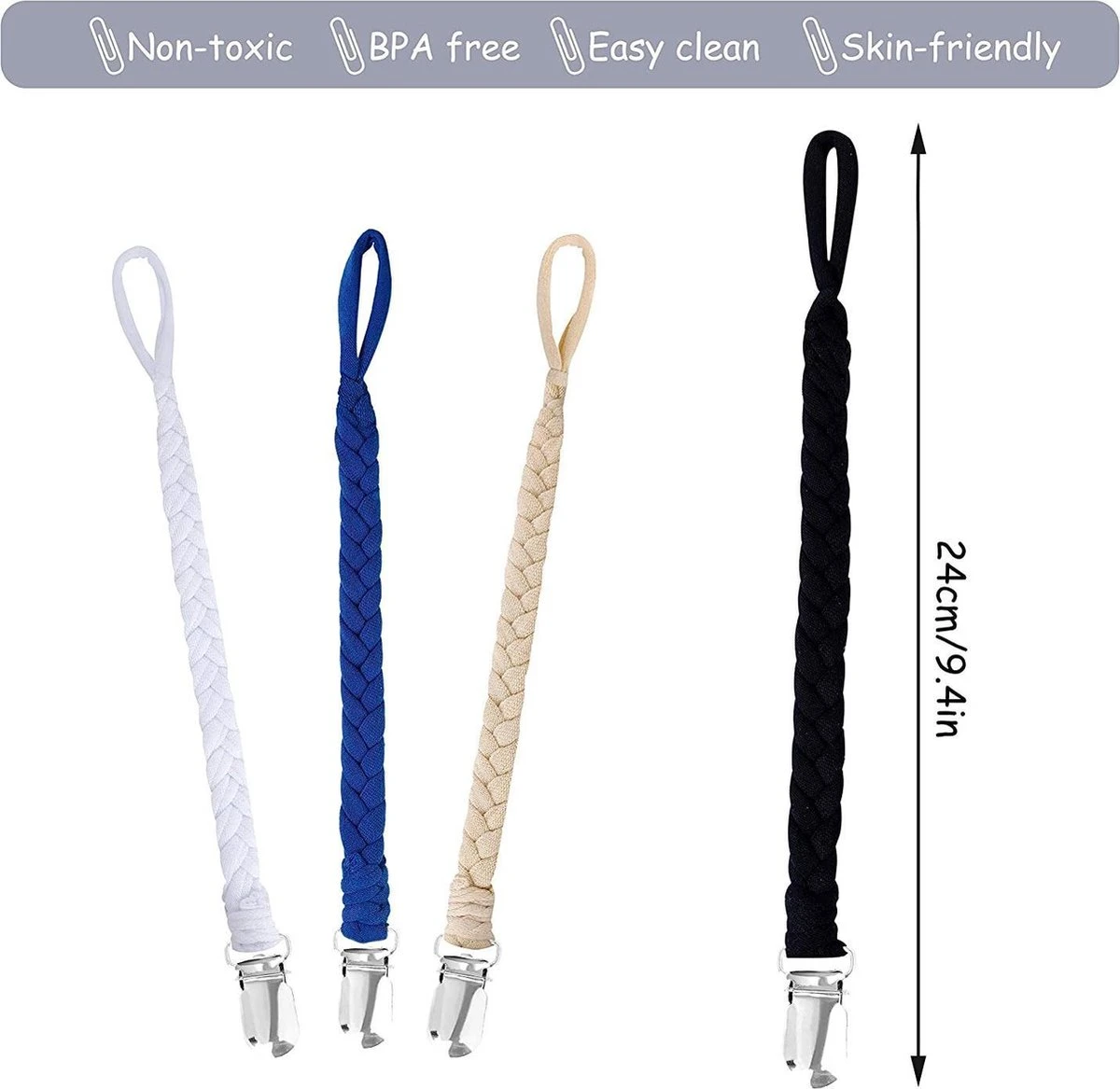 Chaîne De Sucette - Zinaps Dummy Chain Coton Dummy Belt Baby Dummy Colliers Pour Nouveau-né Filles Et Garçons Bavoir Triangle Écharpe Dummy 4 Pièces #2 (wk 02129) 4 Chaîne De Sucette - Zinaps Dummy Chain Coton Dummy Belt Baby Dummy Colliers Pour Nouveau-né Filles Et Garçons Bavoir Triangle Écharpe Dummy 4 Pièces #2 (wk 02129) – Image 4