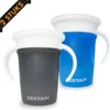 Deryan Luxury Quuby Drinking Cup 360 Trainer - Gobelet D'entraînement - Gobelet Anti-déversement - 2 Pièces - Grijs / Blauw