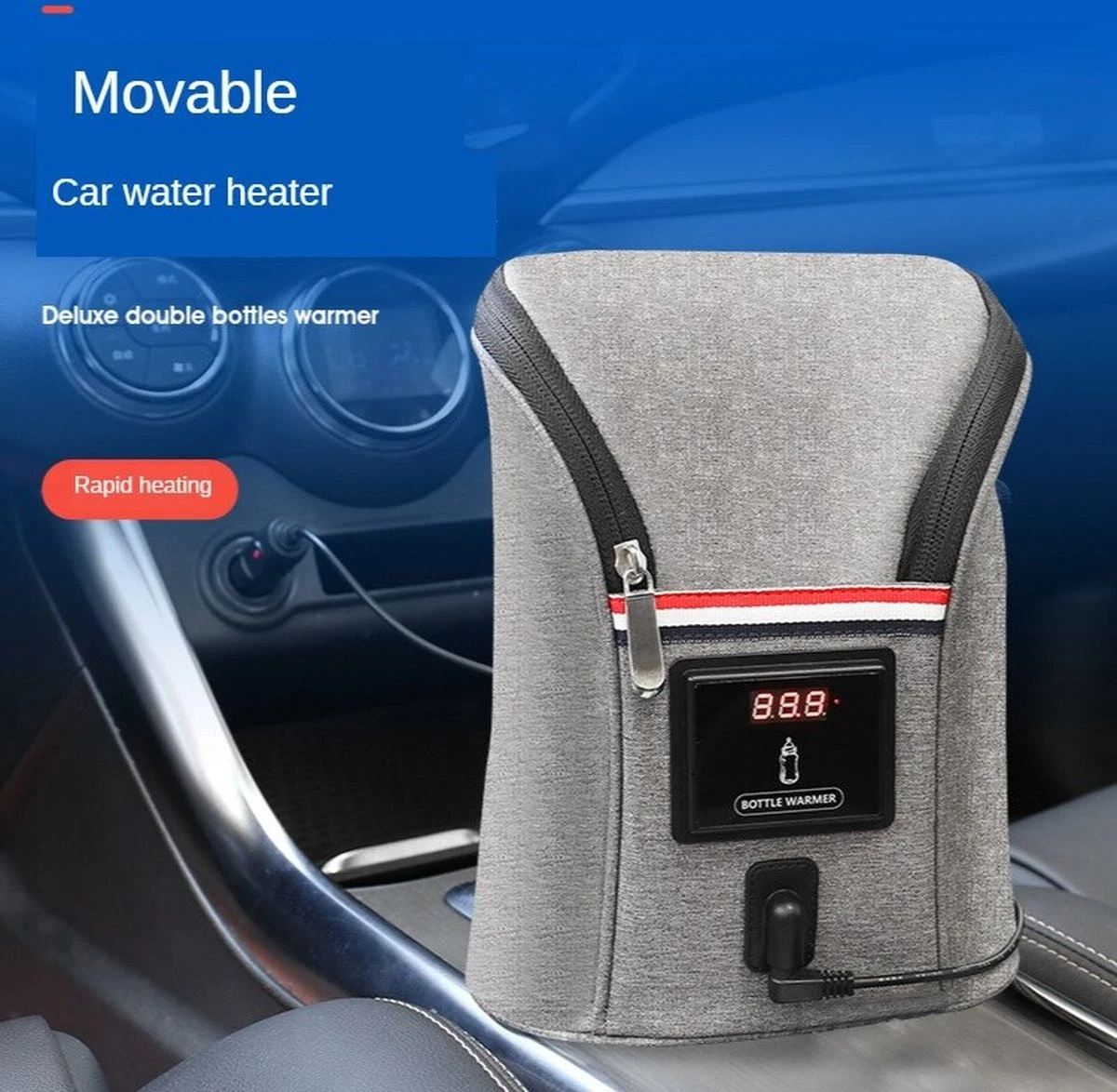 Chauffe- Bouteilles Portable DrPhone Bébé - Chauffe-biberon - Peut être Chauffé Jusqu'à 40 Degrés - Deux Biberons En Même Temps - Grijs 8 Chauffe- Bouteilles Portable DrPhone Bébé - Chauffe-biberon - Peut être Chauffé Jusqu'à 40 Degrés - Deux Biberons En Même Temps - Grijs – Image 8