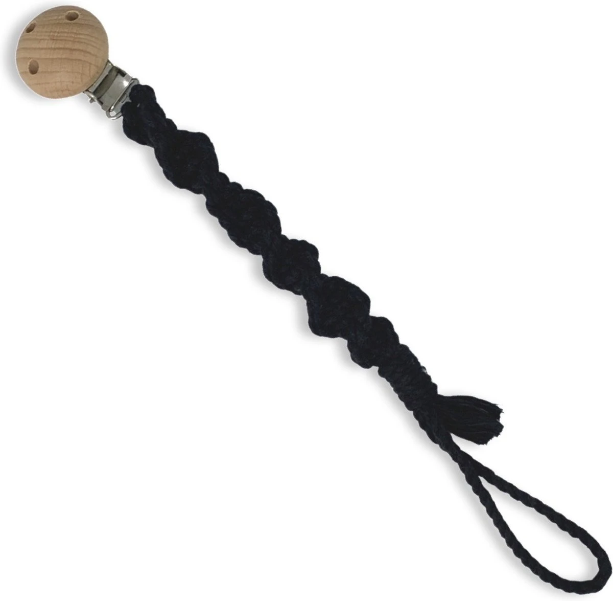 Attache Sucette Macramé ' Spiral' - Zwart - Katoen - Macramé - Handgemaakt Aux Nederland - Livraison Gratuite 2 Attache Sucette Macramé ' Spiral' - Zwart - Katoen - Macramé - Handgemaakt Aux Nederland - Livraison Gratuite – Image 2