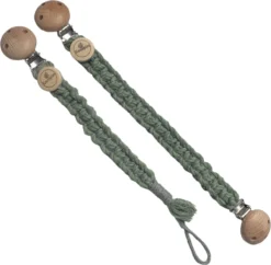 Lot à Prix Réduits : Boutons Cuddle Cord Et Attache-tétine - Vert Olive - Katoen - Macramé - Handgemaakt Aux Nederland - Livraison Gratuite