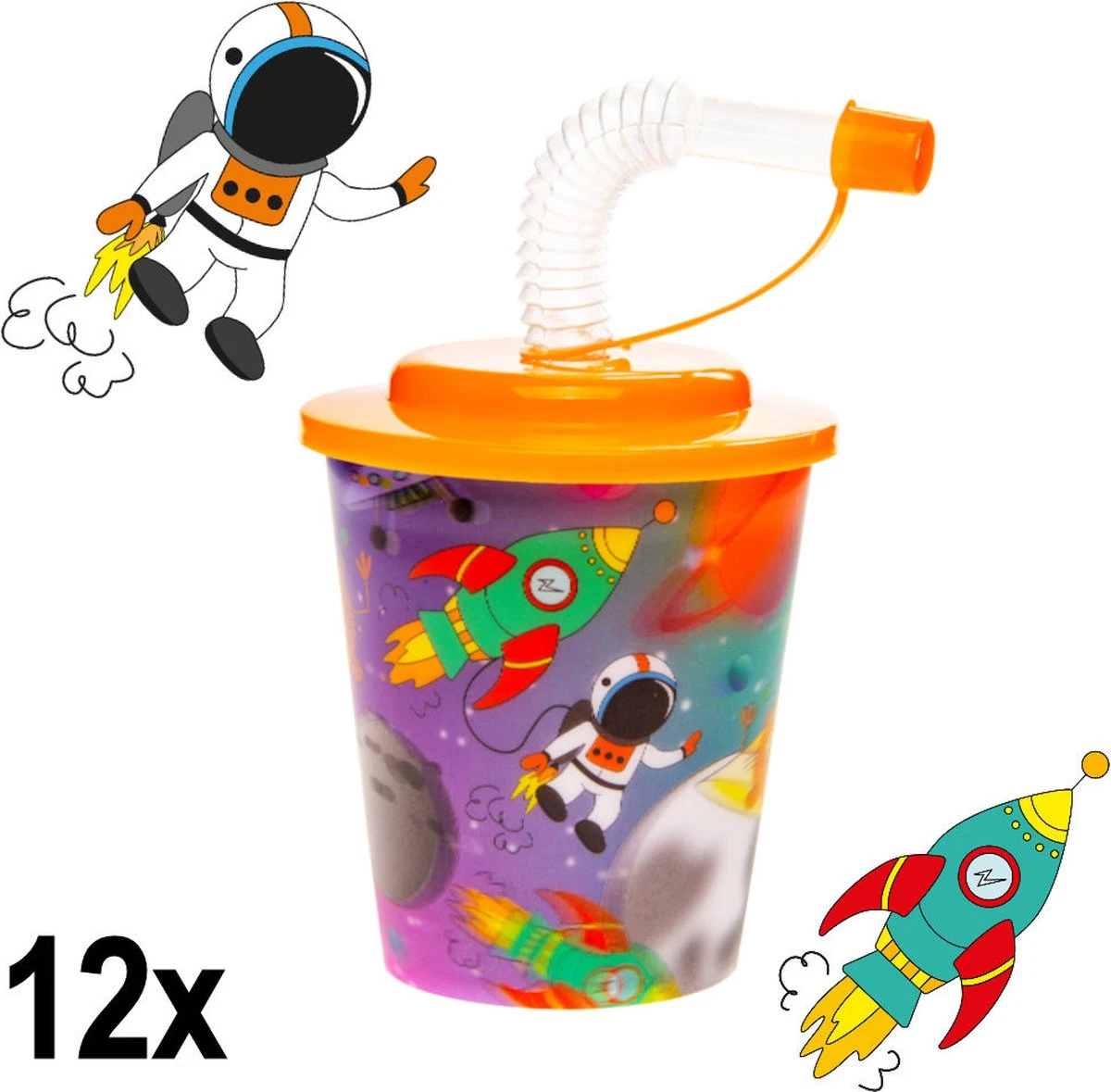 Decopatent® 12 PCS SPACE / SPACE 3D Gobelet Avec Paille Et Couvercle - 250ML - Gobelets En Plastique Voyage Spatial - Fête D'enfants - Gobelets D'anniversaire Pour Enfants - Friandise - Cadeaux à Distribuer à Distribuer 5 Decopatent® 12 PCS SPACE / SPACE 3D Gobelet Avec Paille Et Couvercle - 250ML - Gobelets En Plastique Voyage Spatial - Fête D'enfants - Gobelets D'anniversaire Pour Enfants - Friandise - Cadeaux à Distribuer à Distribuer – Image 5