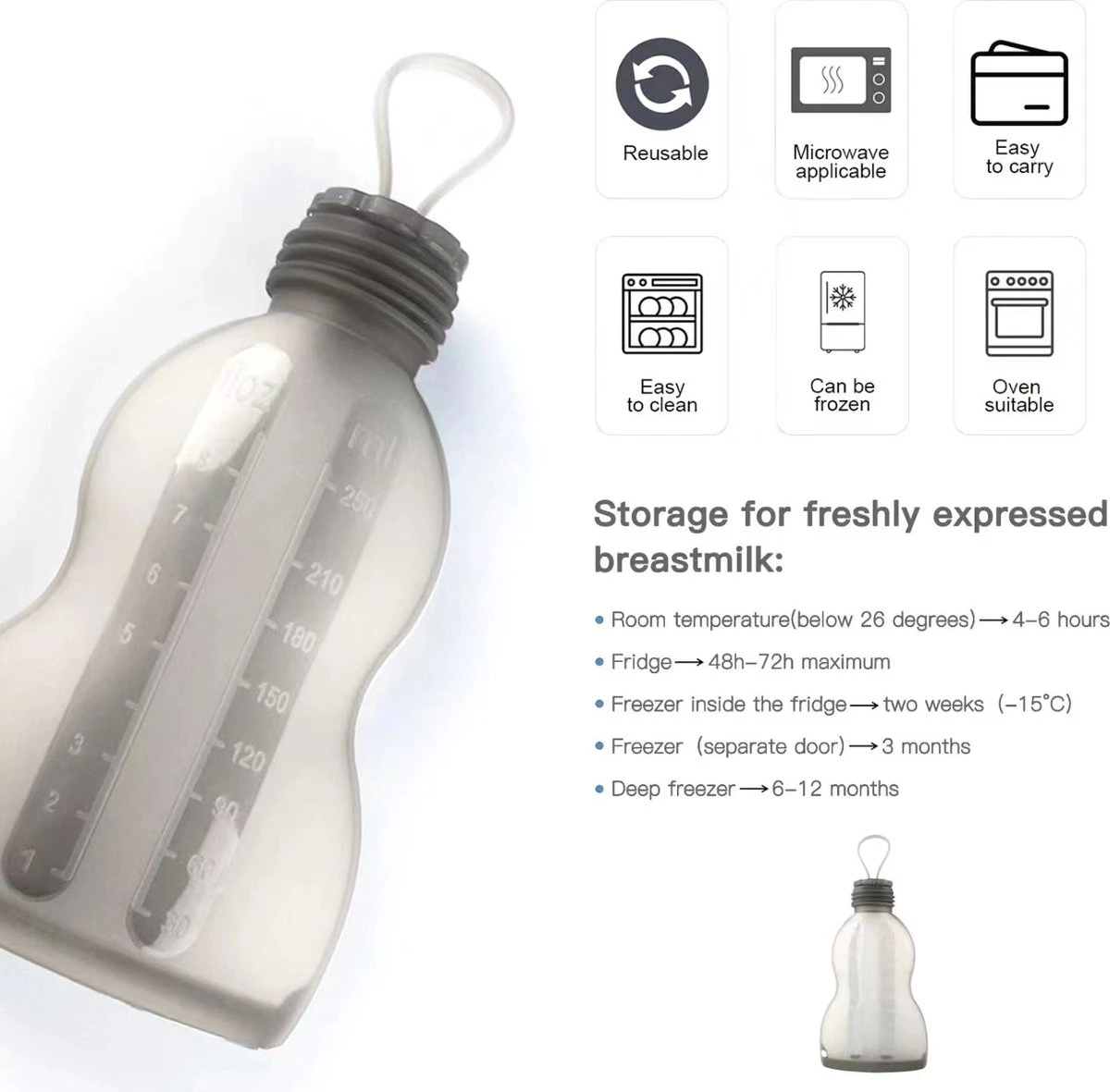 Pure Moms - Sacs De Conservation Pour Lait Maternel - Biberons - Réutilisables - 4 Pièces - Biberons Allaitement 260 ML - En Déplacement - Sans BPA 7 Pure Moms - Sacs De Conservation Pour Lait Maternel - Biberons - Réutilisables - 4 Pièces - Biberons Allaitement 260 ML - En Déplacement - Sans BPA – Image 7