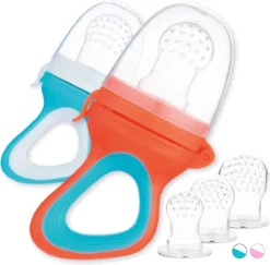2 Tétines Aux Fruits Pour Bébé Et Tout-petit + 6 Tétines De Rechange En 3 Tailles En Silicone Hygiénique - Sûr Et Sans BPA - Pour Bouillie De Fruits Et Légumes Nourriture Pour Bébé & Co.