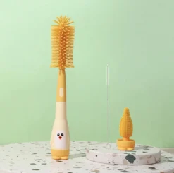 Brosse à Bébé | Jaune | Nettoyant Pour Bouteilles | Silicones | Accessoires Pour Biberons | 3-en-1