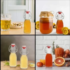 Bouteilles Hermétiques En Verres Avec Capuchon Pivotant (lot De 12) 100 Ml - Bouteilles De Conservation à Capuchon Transparent De Style Vintage Traditionnel Pour Le Brassage, Les Boissons, La Bières, L'huile, Le Vinaigre, Le Kombucha Et Water -Bébé Soldes Boutique 1200x1190 1