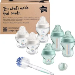 Tommee Tippee Closer To Nature Biberon Starter Set, Ventouse En Forme Naturelle Avec Valve Anti-coliques, Différentes Tailles, Vert -Bébé Soldes Boutique 1200x1193 1
