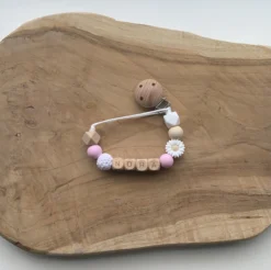 Attache Tétine Avec Nom | Personnalisé | Bloem Rose - Bois | Cadeau De Naissance | Bébé | Attache Tétine | Chaîne De Sucette | Bébés -Bébé Soldes Boutique 1200x1193 5