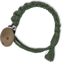 Attache Sucette Macramé 'Square' - Vert Olive - Katoen - Macramé - Handgemaakt Aux Nederland - Livraison Gratuite