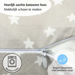 Coussin D'allaitement Ella - Coussin De Grossesse - Coussin De Couchage Latéral - Grijs Avec étoiles -Bébé Soldes Boutique 1200x1196 10