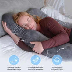 Ella Coussin De Grossesse XXL Forme U - Coussin D'allaitement - Coussin Corporel - Housse Amovible En Polaire Minky - 150x70cm - Gris Clair -Bébé Soldes Boutique 1200x1198 21