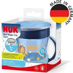 NUK | Soirée Mini Coupe Magic | Tasse à Boire | 360° | 6+ Mois | Brille Dans Le Noir | 160 Ml | Bleu 6+ Mois -Bébé Soldes Boutique 1200x1198 39