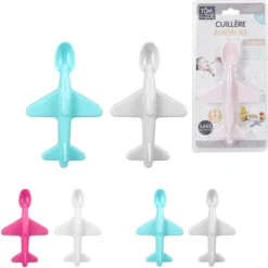 Tom Et Zoe - Cuillère Avion Kinder - 2x Cuillères Avion - Rose & Wit