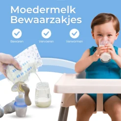 Jomek Sacs De Conservation Du Lait Maternel - Sacs D' Allaitement - 100 Pièces - 240 ML - (Sans BPA) -Bébé Soldes Boutique 1200x1198 9