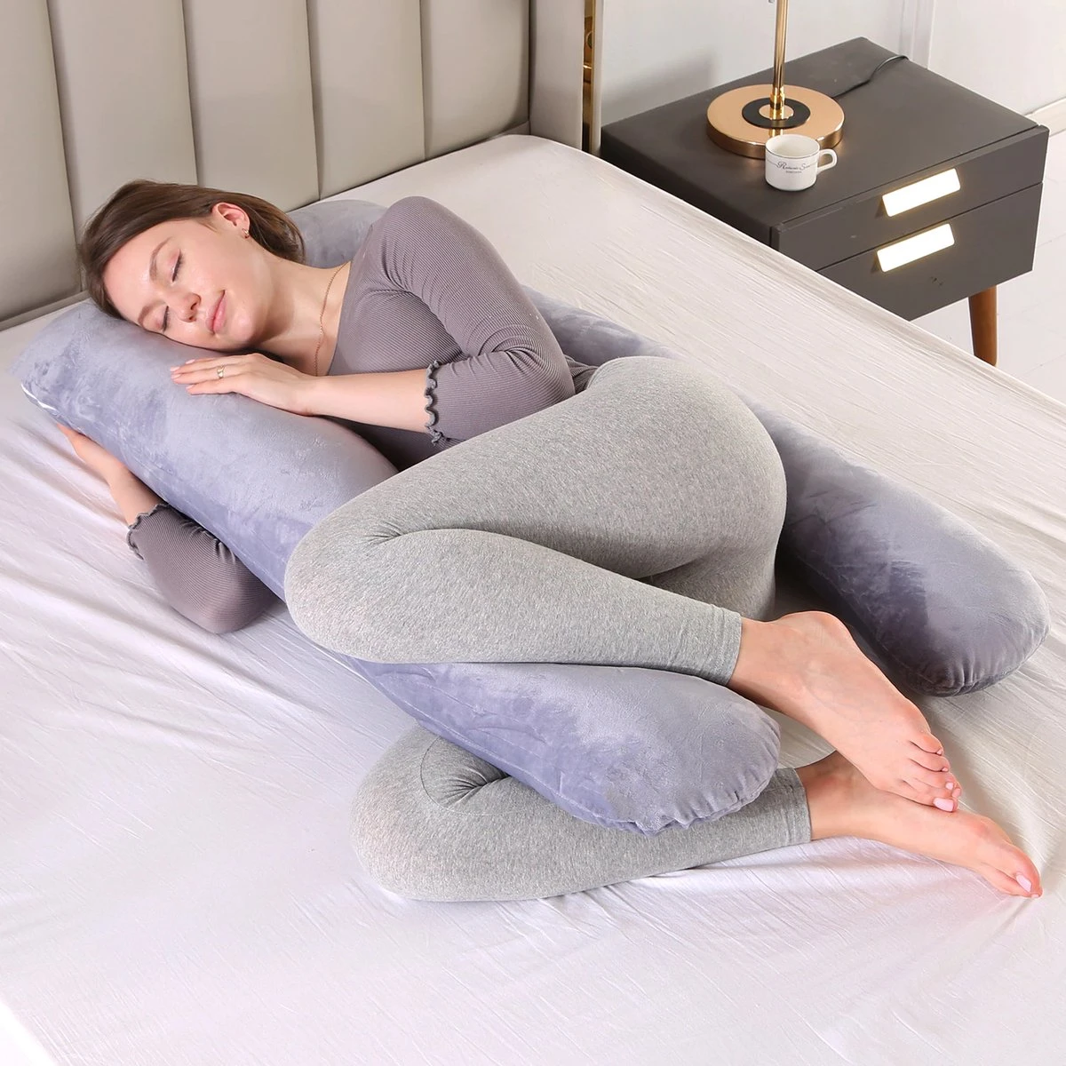 Oreiller De Grossesse - Grossesse - Maternité - Forme U - Oreiller - Femme - Dormeuse - Enceinte - 60 X 120cm 1 Oreiller De Grossesse - Grossesse - Maternité - Forme U - Oreiller - Femme - Dormeuse - Enceinte - 60 X 120cm