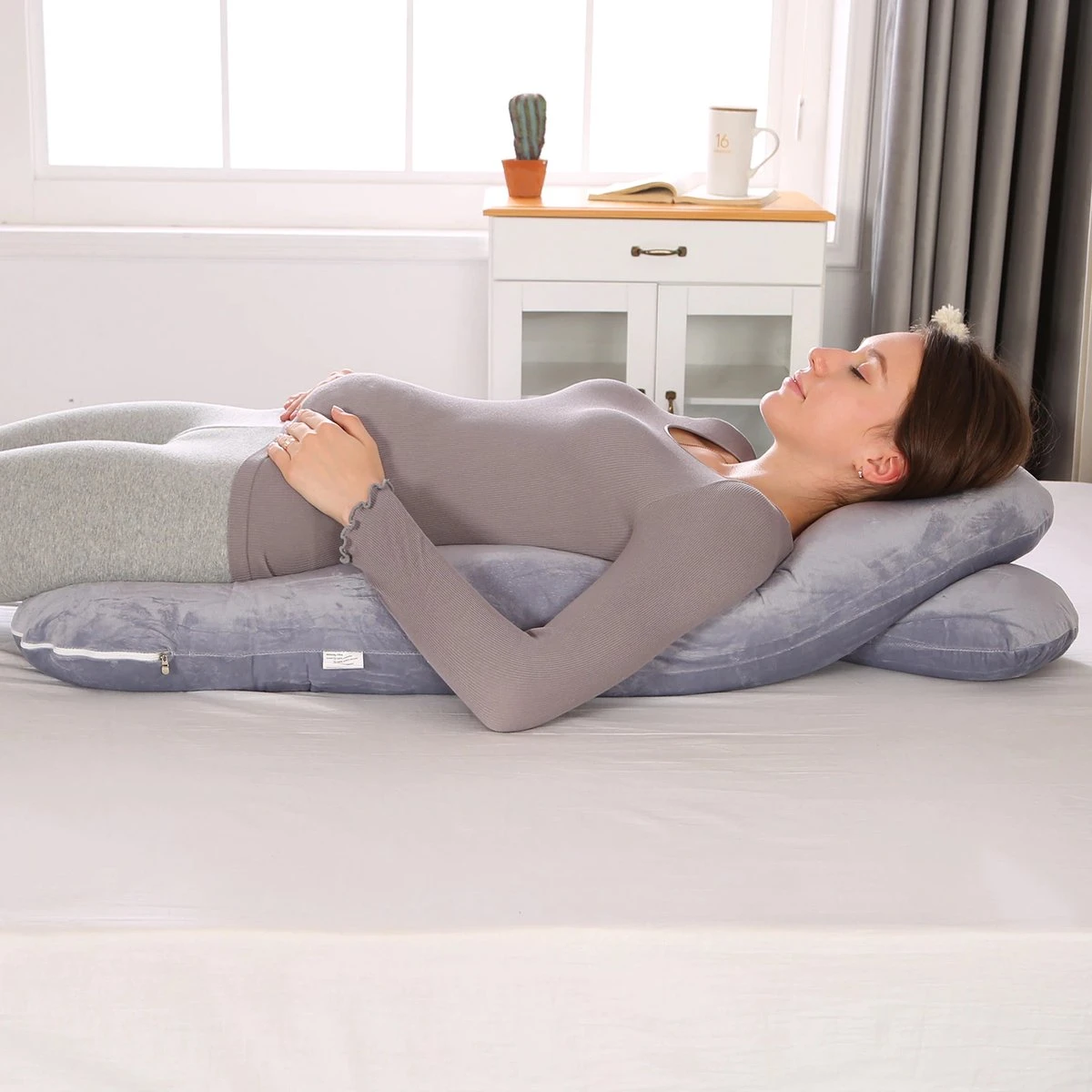 Oreiller De Grossesse - Grossesse - Maternité - Forme U - Oreiller - Femme - Dormeuse - Enceinte - 60 X 120cm 2 Oreiller De Grossesse - Grossesse - Maternité - Forme U - Oreiller - Femme - Dormeuse - Enceinte - 60 X 120cm – Image 2