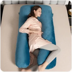 Tavaro Oreiller De Maternité XXL - Blauw Aqua - Oreiller De Corps - Oreiller De Couchage Latéral - Housse Lavable - 140 X 80 CM - Forme En U -