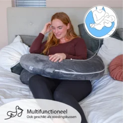 Ella Coussin De Grossesse XXL Forme U - Coussin D'allaitement - Coussin Corporel - Housse Amovible En Polaire Minky - 150x70cm - Gris Clair -Bébé Soldes Boutique 1200x1200 1026