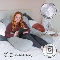 Ella Coussin De Grossesse XXL Forme U - Coussin D'allaitement - Coussin Corporel - Housse Amovible En Jersey De Coton - 150x70cm - Gris Clair -Bébé Soldes Boutique 1200x1200 1065