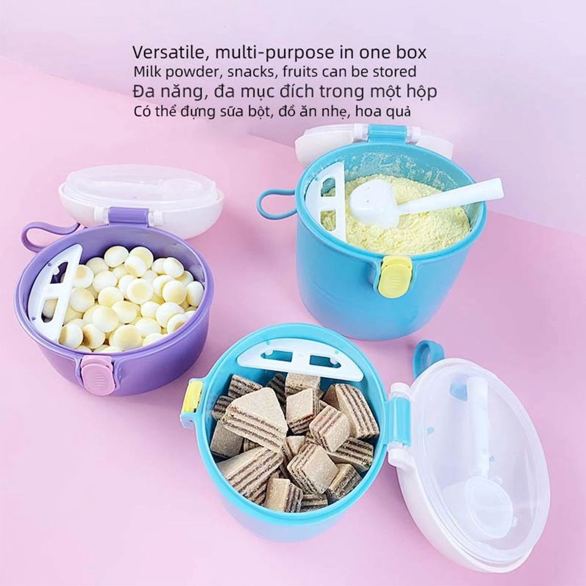 Distributeur Nourriture Pour Bébé - Boîte Doseuse De Lait En Poudre Bébé - Boîte De Voyage - Boîte De Conservation Des Aliments - Distributeur Avec Cuillère 440ML - Blauw 10 Distributeur Nourriture Pour Bébé - Boîte Doseuse De Lait En Poudre Bébé - Boîte De Voyage - Boîte De Conservation Des Aliments - Distributeur Avec Cuillère 440ML - Blauw – Image 10