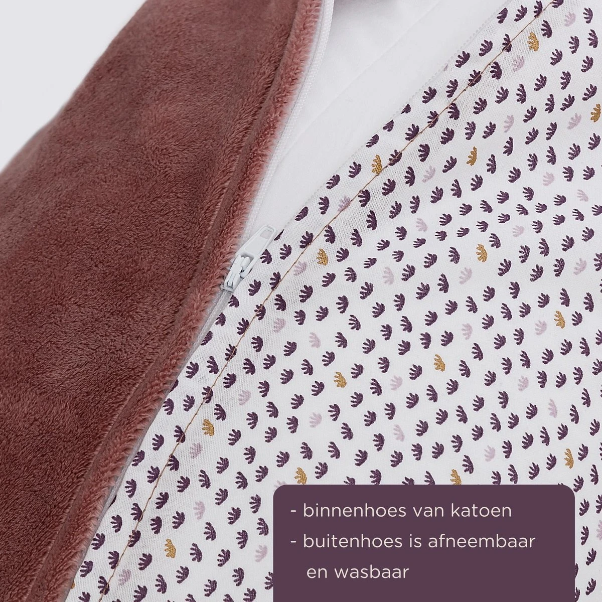 Housse De Snoozzz - Housse Pour Coussin D'allaitement En Velours Doux Avec Coton - 185 Cm - Mauve 3 Housse De Snoozzz - Housse Pour Coussin D'allaitement En Velours Doux Avec Coton - 185 Cm - Mauve – Image 3