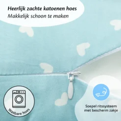 Coussin D'allaitement Ella - Oreiller De Grossesse - Oreiller De Couchage Latéral - Blauw Avec Des Hartjes -Bébé Soldes Boutique 1200x1200 1245