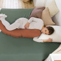 Doomoo Buddy - Coussin D'allaitement Et De Grossesse - Coton Organique - 180cm - Tetra Jersey Terracotta -Bébé Soldes Boutique 1200x1200 1260