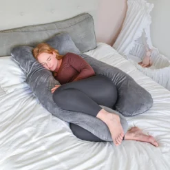 Ella Coussin D'allaitement XXL De U - Oreiller De Maternité - Oreiller De Corps - Housse Amovible En Polaire Minky - 140x80cm - Grijs -Bébé Soldes Boutique 1200x1200 1328