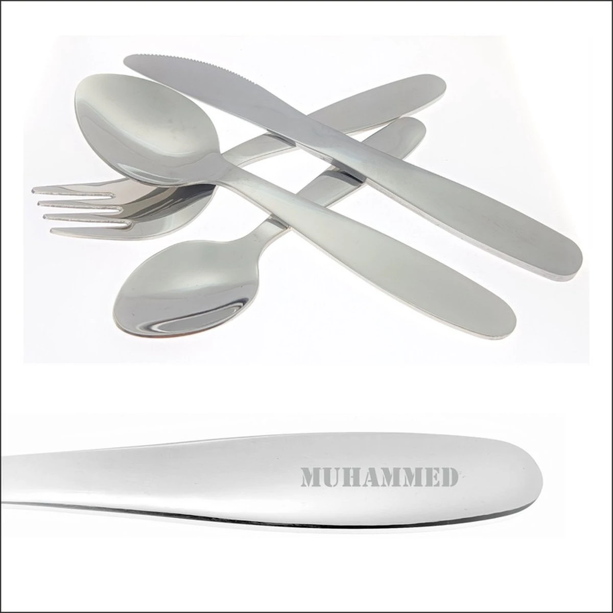 Couverts Couverts Pour Enfants Avec Gravure De Nom - Muhammed 1 Couverts Couverts Pour Enfants Avec Gravure De Nom - Muhammed