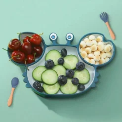 Assiette Enfant Avec Compartiments Et Une Ventouse - Blauw - Assiette En Siliconen - Antidérapant - Enfants - Vaisselle Enfant - Vaisselle Bébé - Assiette Bébé -Bébé Soldes Boutique 1200x1200 1651