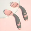 Couverts Bébé En Siliconen - Fourchette Et Cuillère - Couverts' Entraînement - Bébé - Rose