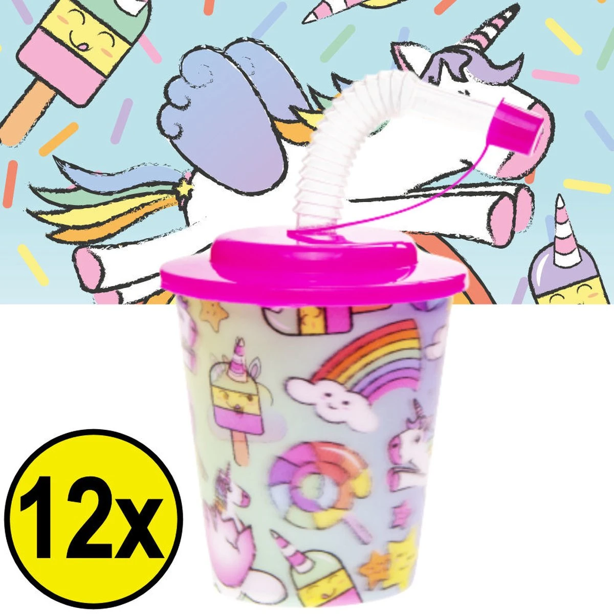 Decopatent® 12 PCS UNICORN / UNICORN 3D Gobelet Avec Paille Et Couvercle - 250ML - Gobelets En Plastique Licornes - Fête D'Enfants - Gobelets D'Anniversaire D'Enfants - Friandise - Cadeaux à Distribuer 2 Decopatent® 12 PCS UNICORN / UNICORN 3D Gobelet Avec Paille Et Couvercle - 250ML - Gobelets En Plastique Licornes - Fête D'Enfants - Gobelets D'Anniversaire D'Enfants - Friandise - Cadeaux à Distribuer – Image 2