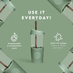 Gobelet à Smoothie Avec Paille En Métal, Gobelet En Verre Réutilisable Avec 2 Couvercles Avec Joint En Silicone Et 1 Manchon, Réutilisable, Recyclable Et étanche, 20 Oz -Bébé Soldes Boutique 1200x1200 1766