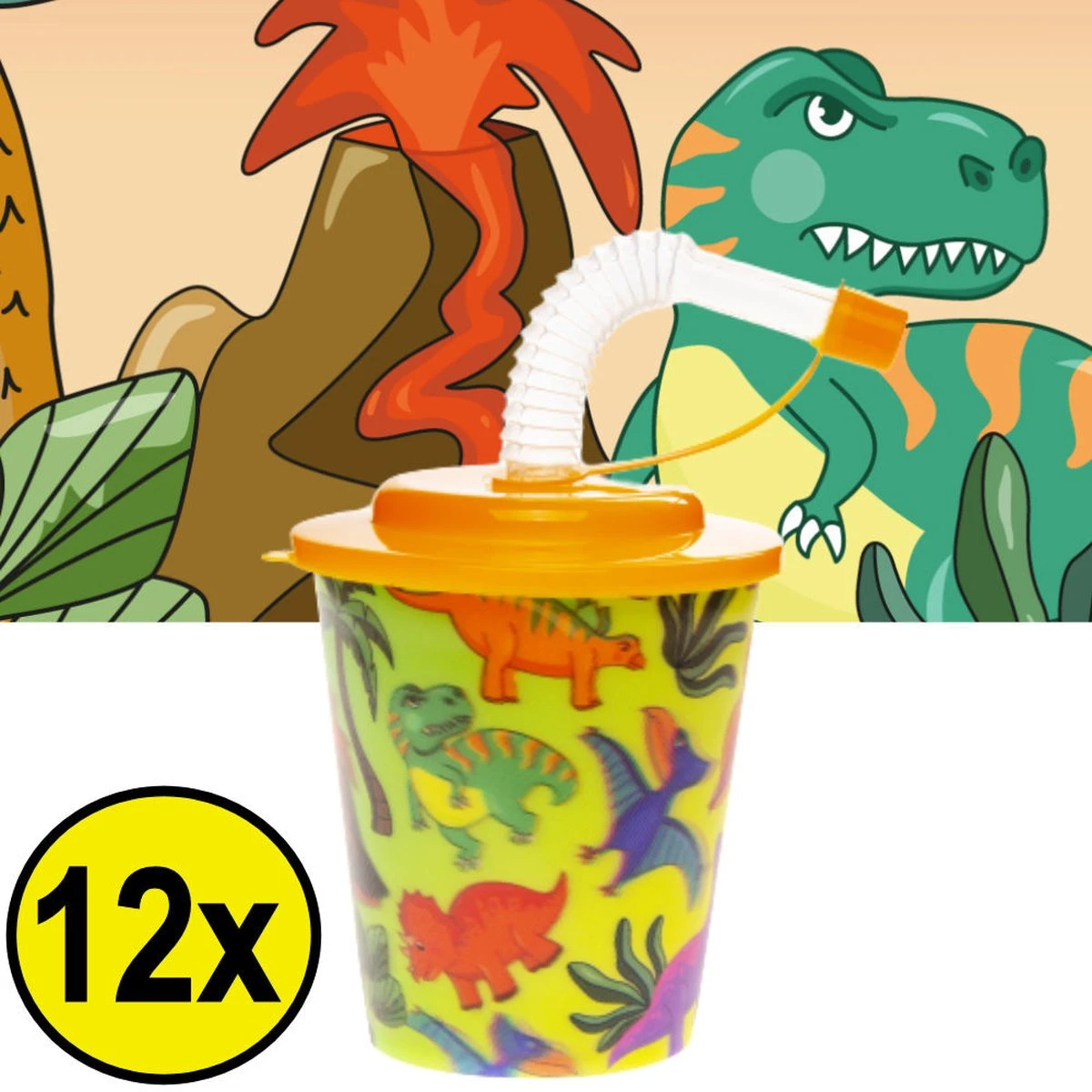 Decopatent® 12 PCS DINOSAUR 3D Gobelet Avec Paille Et Couvercle - 250ML - Gobelets En Plastique Dino - Fête D'Enfants - Gobelets D'Anniversaire D'Enfants - Friandise - Cadeaux à Distribuer 2 Decopatent® 12 PCS DINOSAUR 3D Gobelet Avec Paille Et Couvercle - 250ML - Gobelets En Plastique Dino - Fête D'Enfants - Gobelets D'Anniversaire D'Enfants - Friandise - Cadeaux à Distribuer – Image 2
